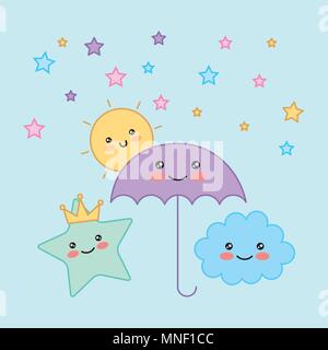 happy sun and surprised cloud kawaii Stock Vector Image & Art - Alamy