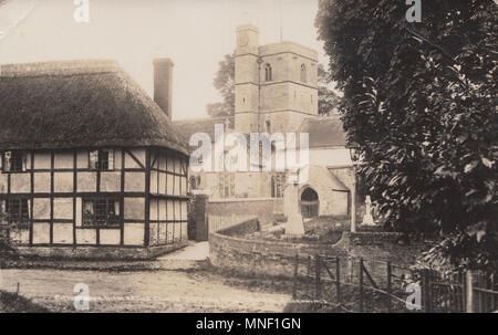 Vintage Photograph of All Cannings Church and War Memorial, Wiltshire, England, UK Stock Photo