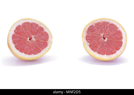 Sliced pink grapefruit isolated on white background Stock Photo