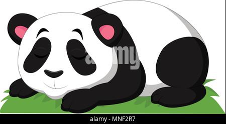 Cartoon panda sleeping isolated on white background Stock Vector