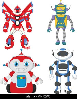 Cartoon cute robot collection set Stock Vector