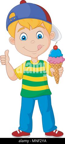 Cartoon boy holding an ice cream Stock Vector