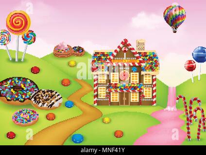 Fantasy sweet candyland Stock Vector