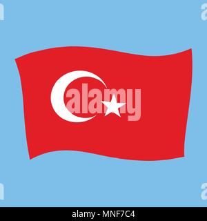 Turkey national flag - Al Bayrak - flying vector illustration Stock Vector