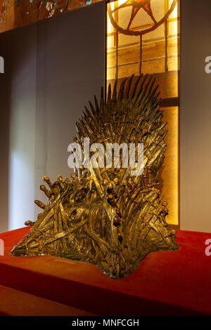 An Iron Throne prop used in the first series of Game of Thrones on display on the island of Lokrum, Dubrovnik, Croatia. Stock Photo