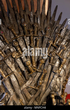 An Iron Throne prop used in the first series of Game of Thrones on display on the island of Lokrum, Dubrovnik, Croatia. Stock Photo