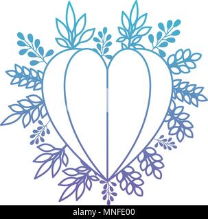 heart love with leafs plant decorative Stock Vector