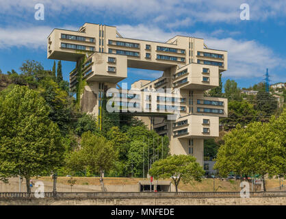 In Tbilisi is possible to find many examples of soviet modern architecture. Here in particular the new National Bank of Georgia Stock Photo