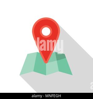 Red pin map icon, flat style Stock Vector