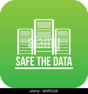 Safe the data icon green vector Stock Vector