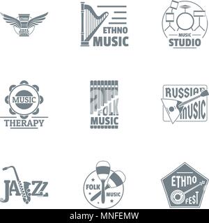 Philharmonic logo set, simple style Stock Vector
