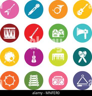 Musical instruments icons set colorful circles vector Stock Vector