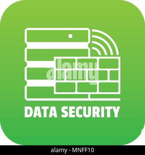Data security icon green vector Stock Vector