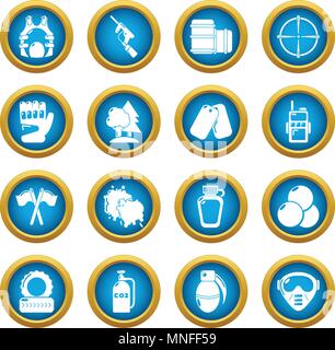 Paintball icons set, simple style Stock Vector