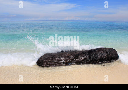 Driftwood and the Deep Blue Sea Stock Photo