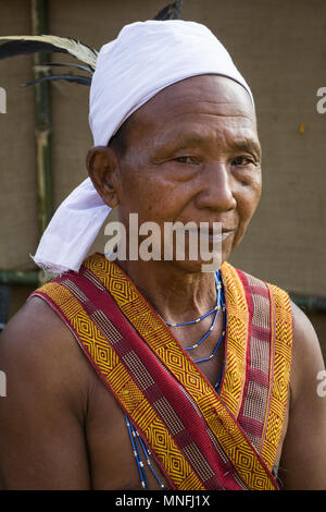 Asanang, India. Elderly man of the Garo tribe Stock Photo
