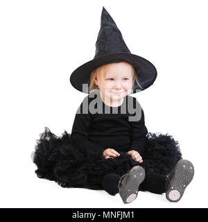 Halloween little witch isolated on white background Stock Photo