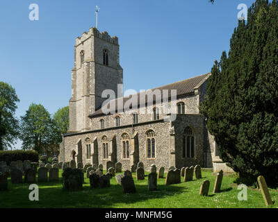 A view of the south side of the church of St Mary Magdalene in Pulham Market Stock Photo