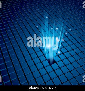 Mosaic abstract technology background, A beam of light shoots from the hole. Stock Vector