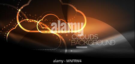Vector cloud computing, storage concept. Vector cloud computing, storage concept, neon digital background Stock Vector