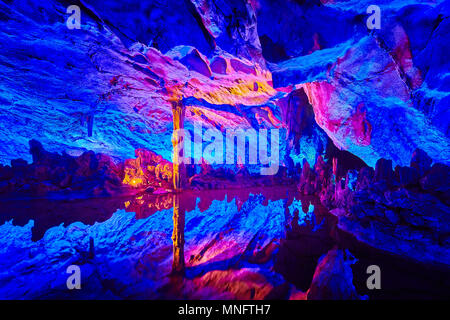 Reed Flute Cave in Guilin, Guangxi, China. Stock Photo