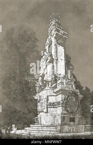 Walk of the Galician Letters. Park of the Alameda. Santiago de Compostela, A Coruña, Galicia, Spain, Europe. Stock Photo