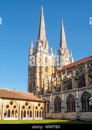 The cloister and spires of the Cathedral of Saint Mary - Bayonne, France Stock Photo