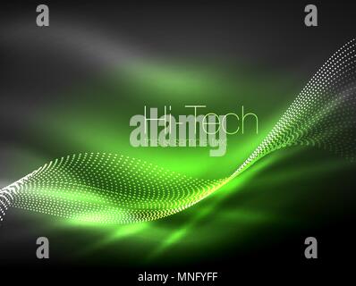Neon smoke waves. Neon smoke waves, vector flowing motion background Stock Vector