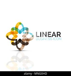 Abstract flower or star, linear thin line icon. Minimalistic business geometric shape symbol created with line segments. Abstract flower or star, linear thin line icon. Minimalistic business geometric shape symbol created with line segments. Vector illustration Stock Vector