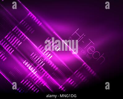Futuristic neon lights on dark background, digital abstract techno backgrounds. Futuristic neon lights on dark background, digital abstract techno backgrounds. Glowing shiny lines template with sparkle effects Stock Vector