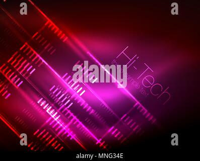 Futuristic neon lights on dark background, digital abstract techno backgrounds. Futuristic neon lights on dark background, digital abstract techno backgrounds. Glowing shiny lines template with sparkle effects Stock Vector