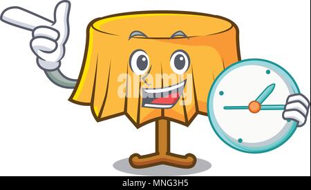 With clock table cloth character cartoon Stock Vector