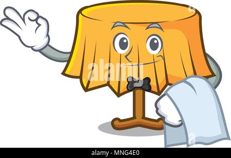 Waiter table cloth mascot cartoon Stock Vector