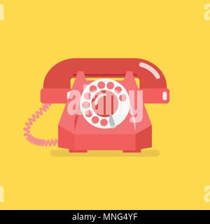 Old vintage retro telephone. Vector illustration Stock Vector
