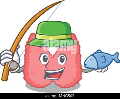 Fishing thyroid mascot cartoon style Stock Vector