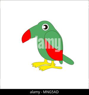 Cartoon funny Toucan bird isolated by white background. Stock Vector