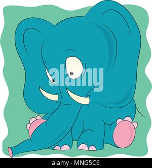 turquoise elephant cartoon Stock Vector