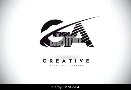 GA G A Letter Logo with Zebra Lines Texture Design Vector Illustration ...