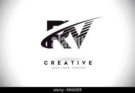 RV R V Letter Logo with Zebra Lines Texture Design Vector Illustration ...