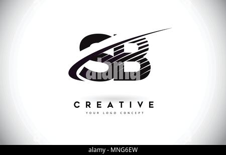 SB S B Letter Logo with Zebra Lines Texture Design Vector Illustration ...
