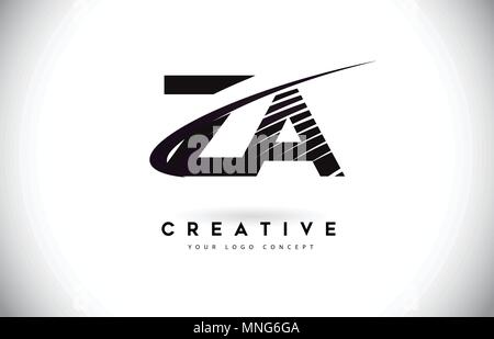 ZA Z A Lines Letter Design with Creative Elegant Zebra Vector ...