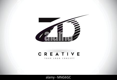 ZD Z D Letter Logo with Zebra Lines Texture Design Vector Illustration ...