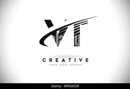VT V T Lines Letter Design with Creative Elegant Zebra Vector ...