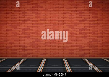 Brick wall with IR heating floor Stock Vector