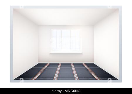 Empty room with IR heating floor and window Stock Vector