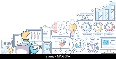 Stock exchange - modern line design style colorful illustration Stock Vector