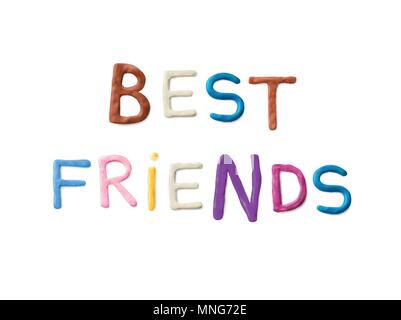 Handmade modeling clay words. Best friends. Stock Vector