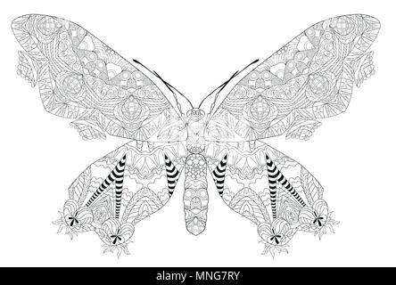 Zentangle stylized butterfly. Hand Drawn lace vector illustration Stock Vector