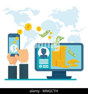 electronic transfer money Stock Vector