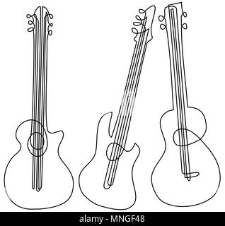 Abstract guitar one line drawing Stock Vector